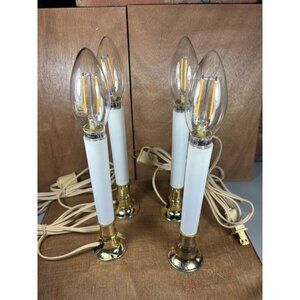 Vintage Electric Brass Base Window Candles - Lot of 4 Holiday Christmas Tested